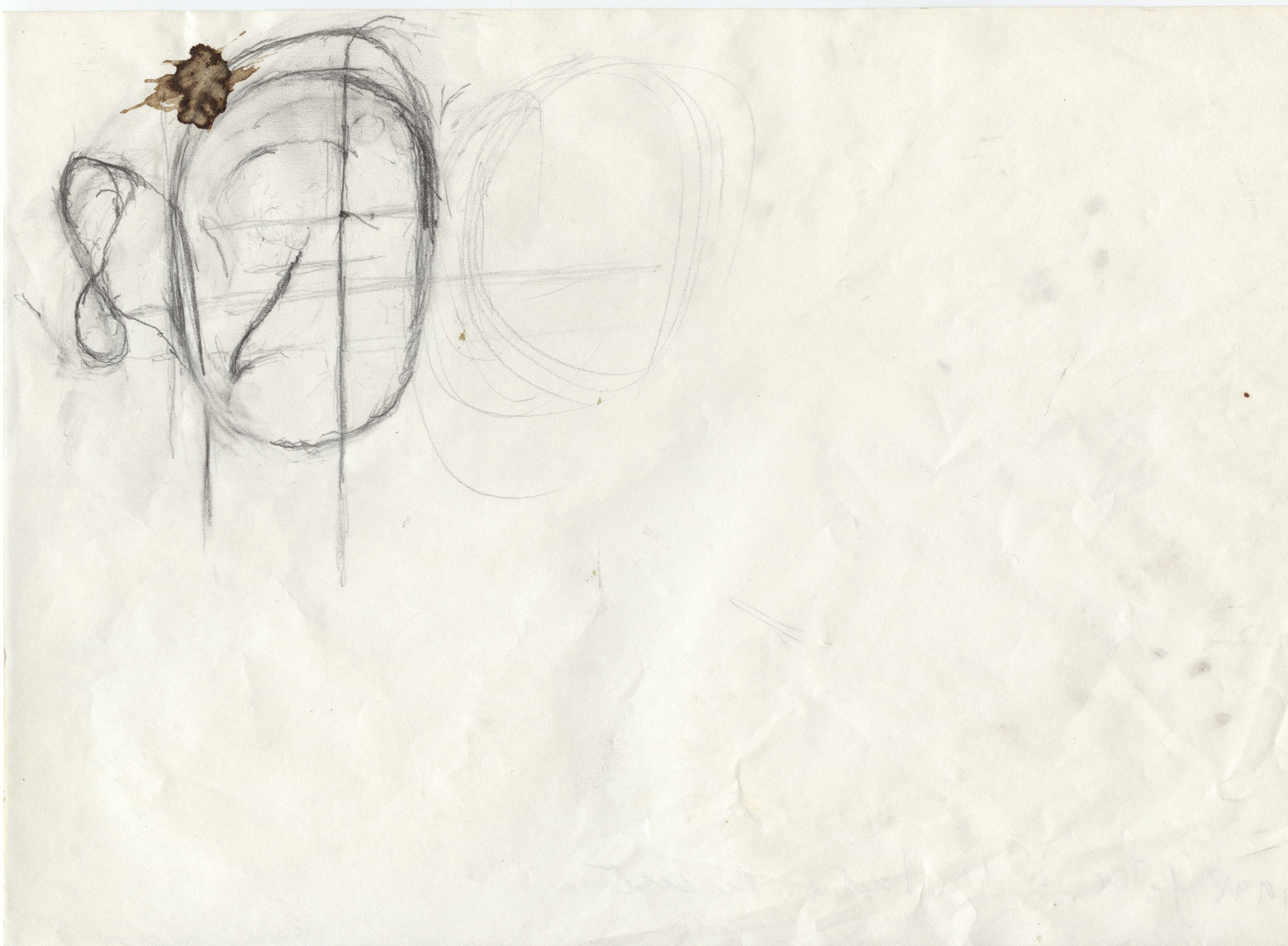 70. W.Utermohlen Self Portrait - Head with coffee stain, 2001, pencil on paper, 21x29.5
