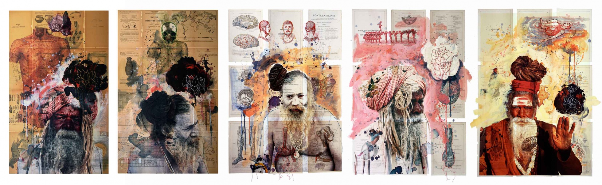 Christiaan Diedericks Injuriae I - V Mixed media on 250gsm Canson etching paper 112 x 78cm UNIQUE once-off work - no edition