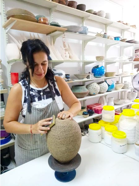 Haroula Koropouli in her workshiop in Patra, Peloponnese.