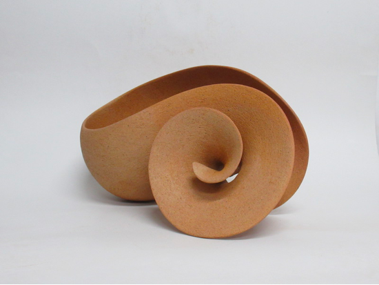 Iosifina Kosma - Seashell 2019  High temperature clay 1250 C in electric kiln, modelled by hand, glass ash, 36x17x20 cm.