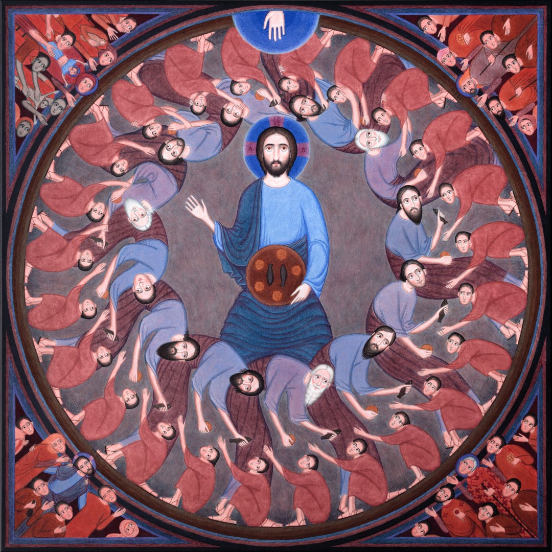 Nikola Sarić - Cycle of Life: Feeding 2017 - acrylic on canvas 90x90x4cm framed